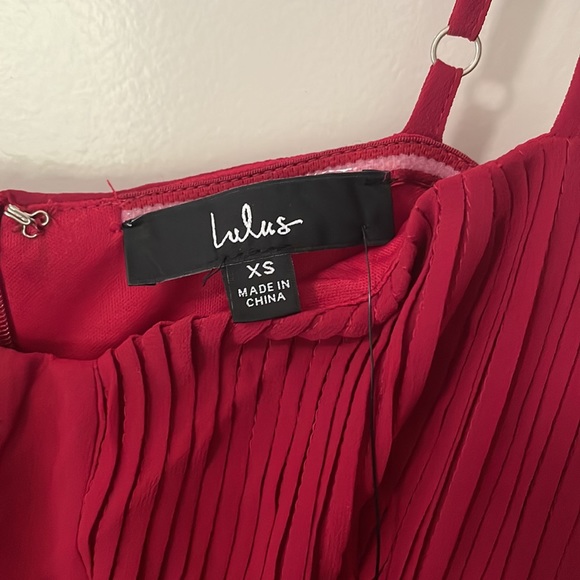NWT - XS - Lulu’s Cause for Commotion Red Pleated Bustier Maxi Dress - Picture 4 of 7